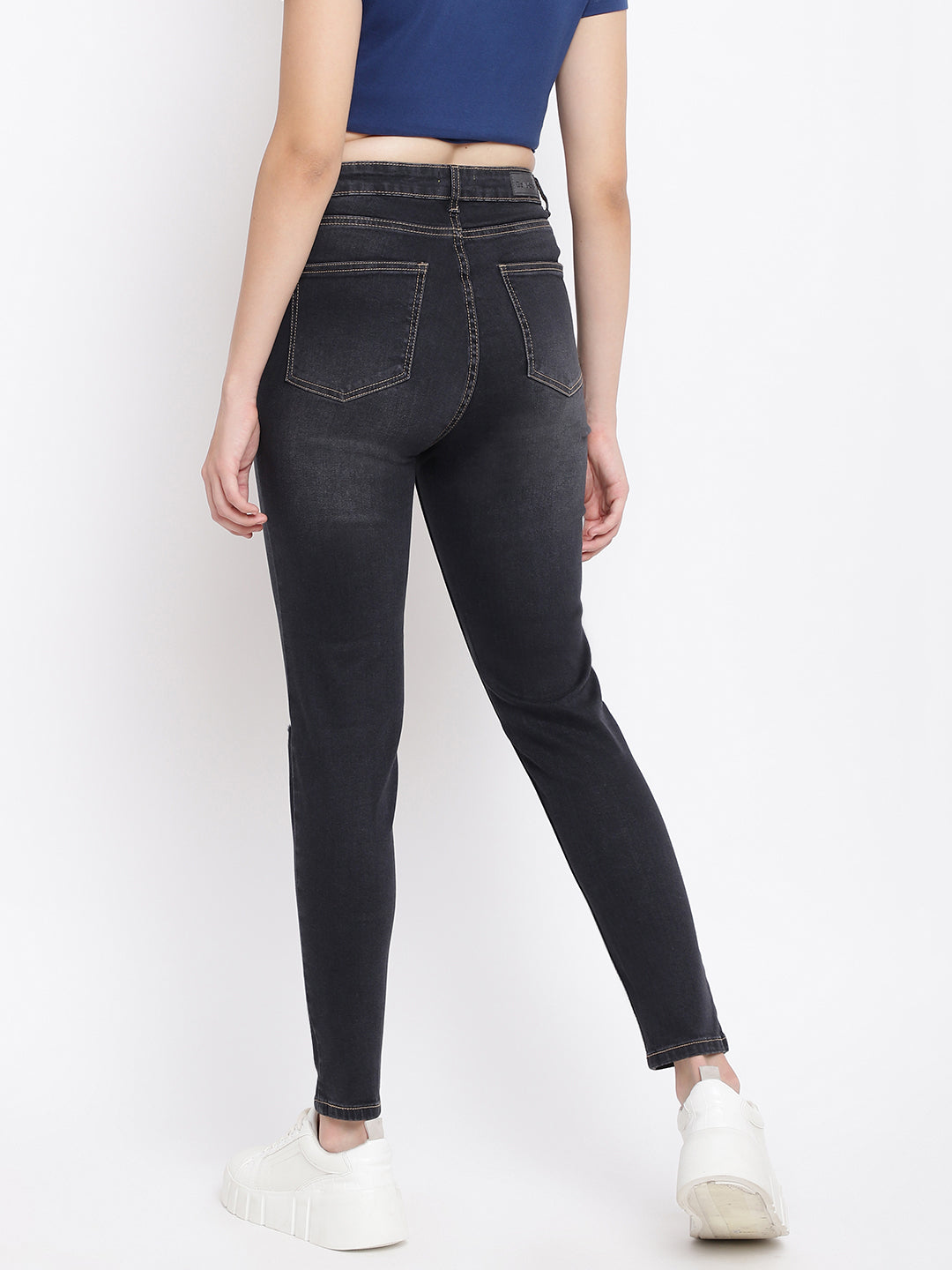 Distressed Black Skinny Fit Jeans