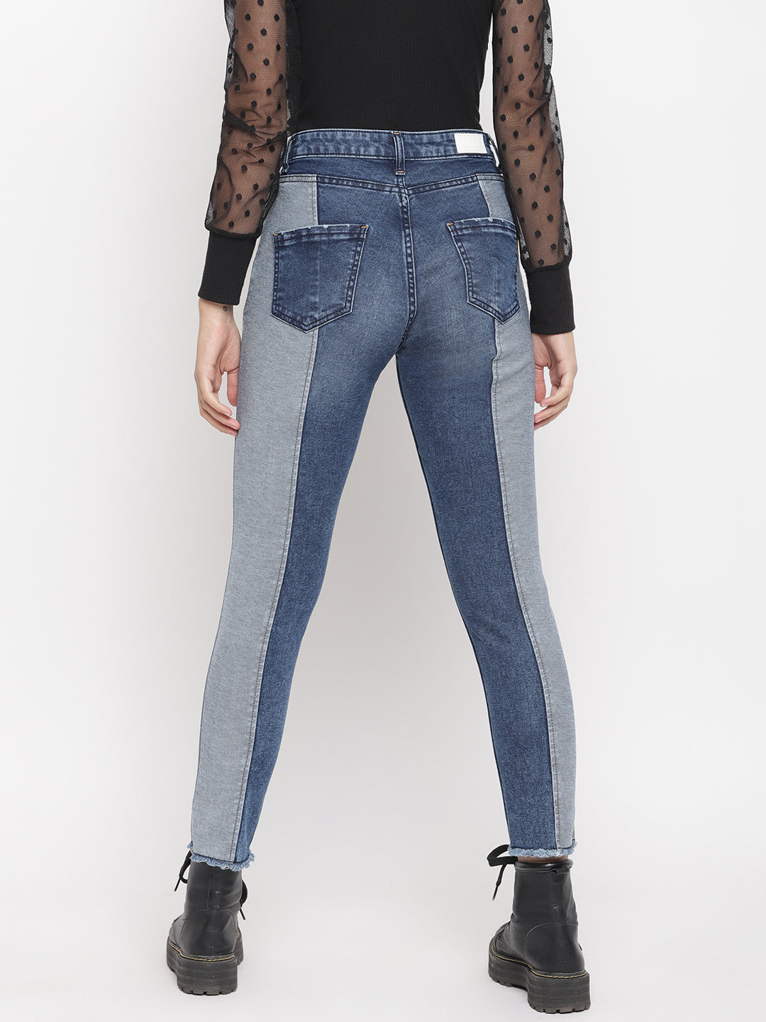 Tapered Cut And Sew Jeans