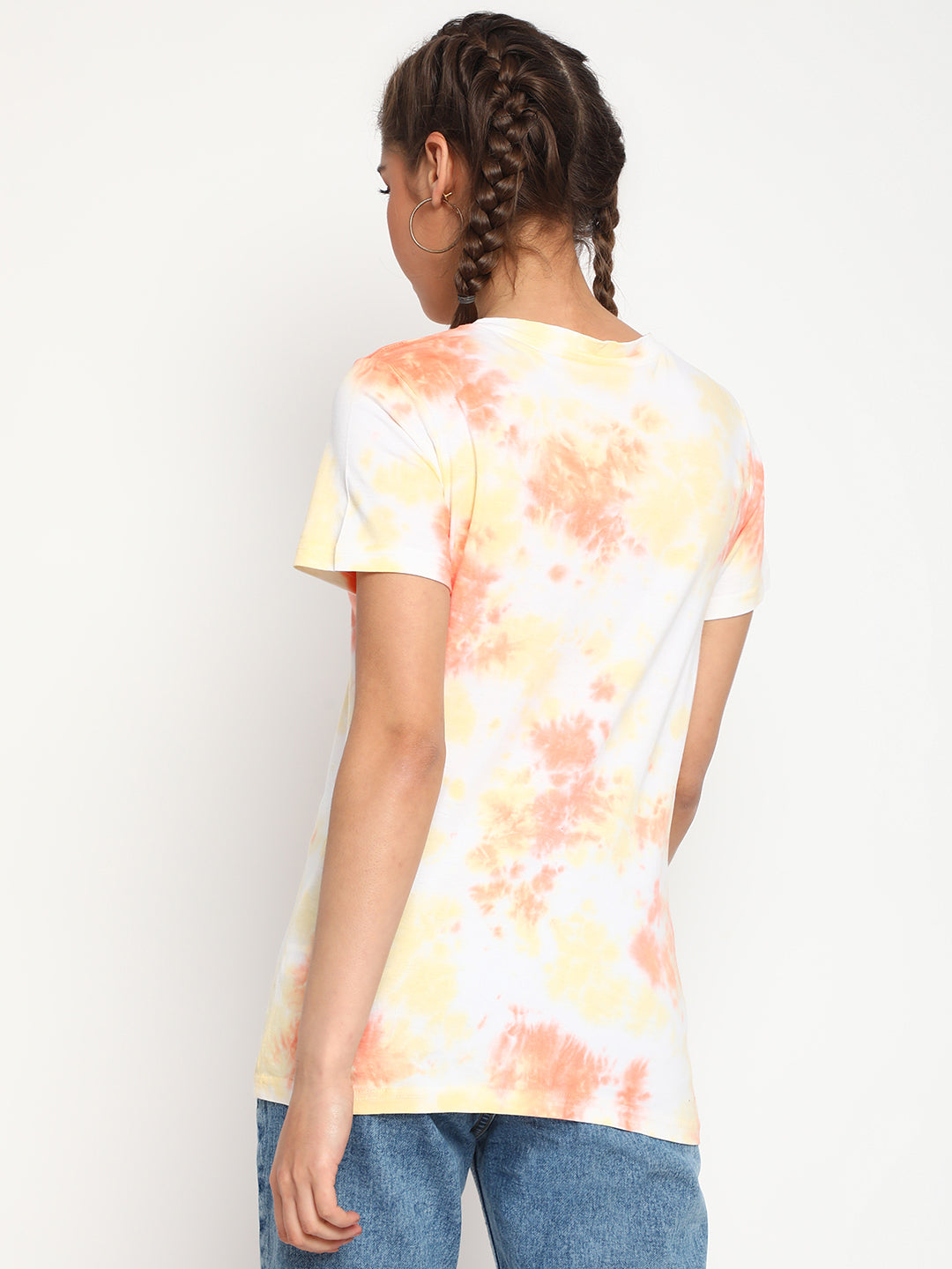 Women Orange Tie-dye T-shirt