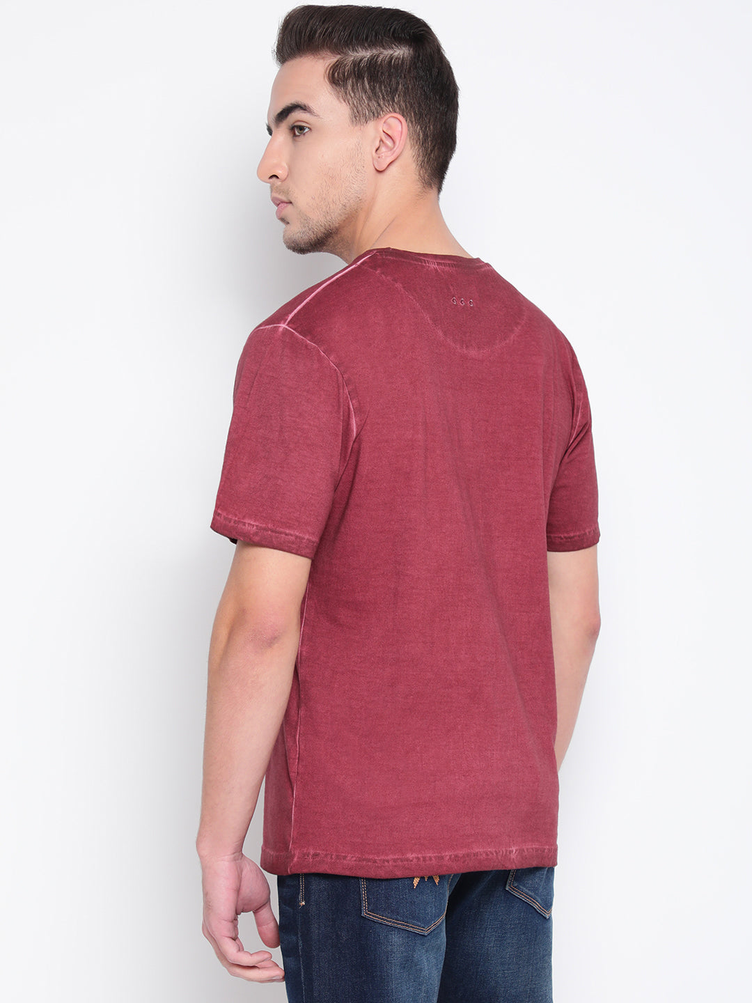 Men Maroon Cotton T-shirt