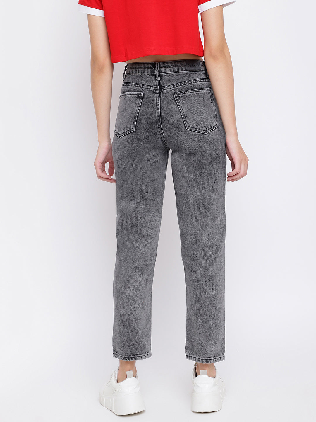 Grey Denim Boyfriend Fit Jeans