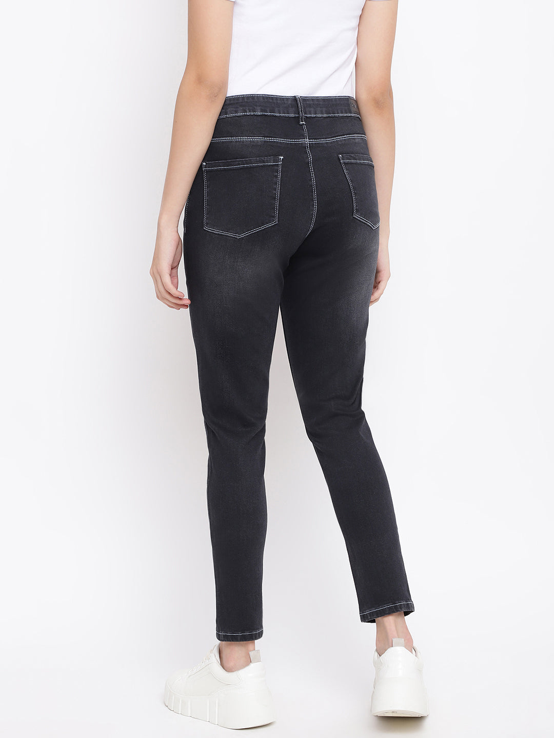 Distressed Black Denim Jeans