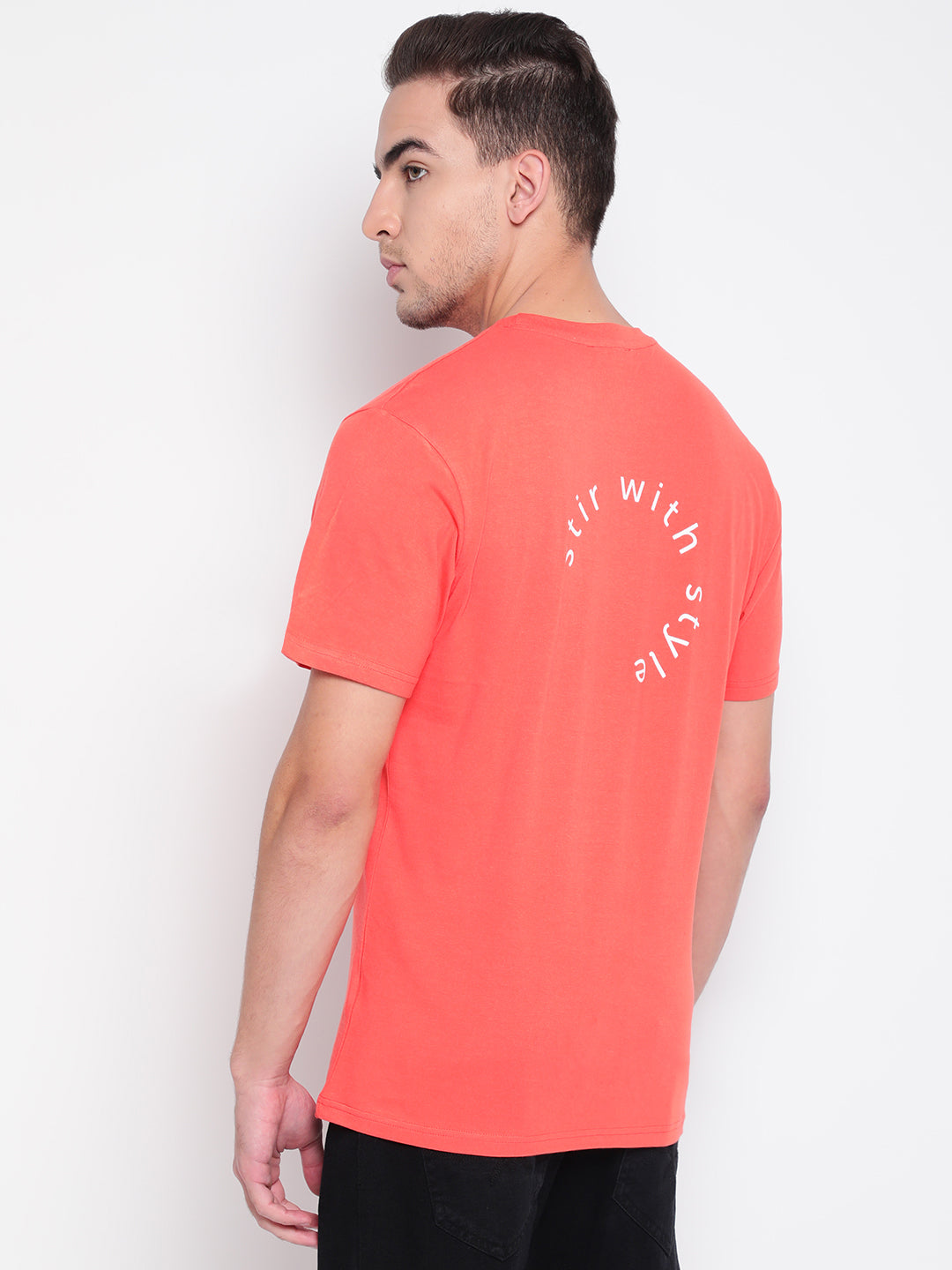 Men Peach Printed T-shirt