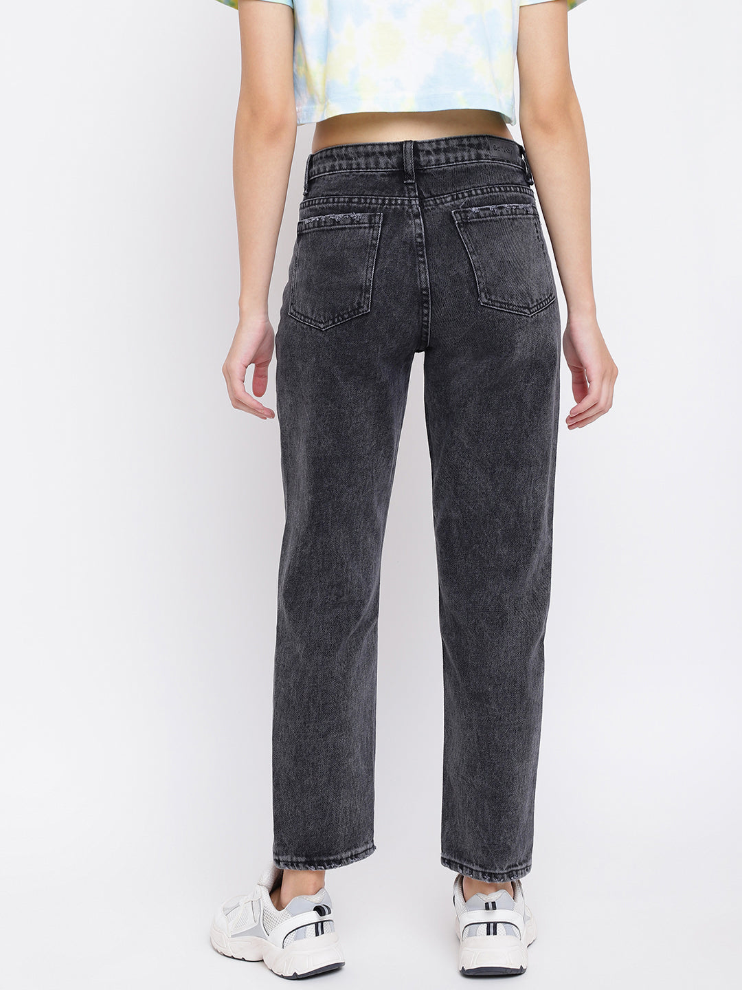 Smokey Grey Denim Mom Fit Jeans