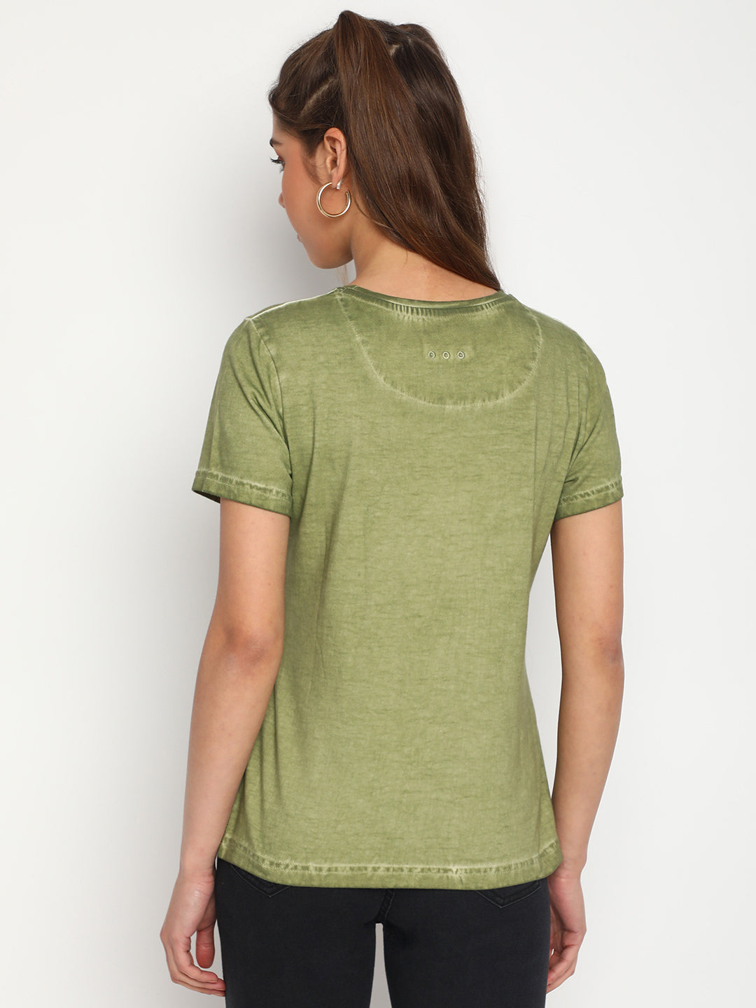 Olive Green Printed T-shirt