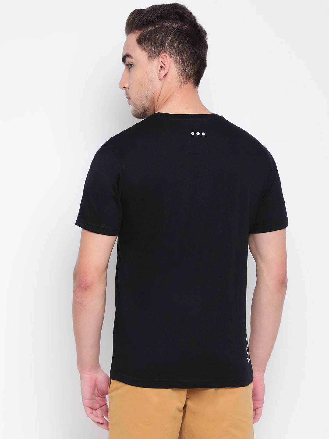 Men Black Cotton T-shirt