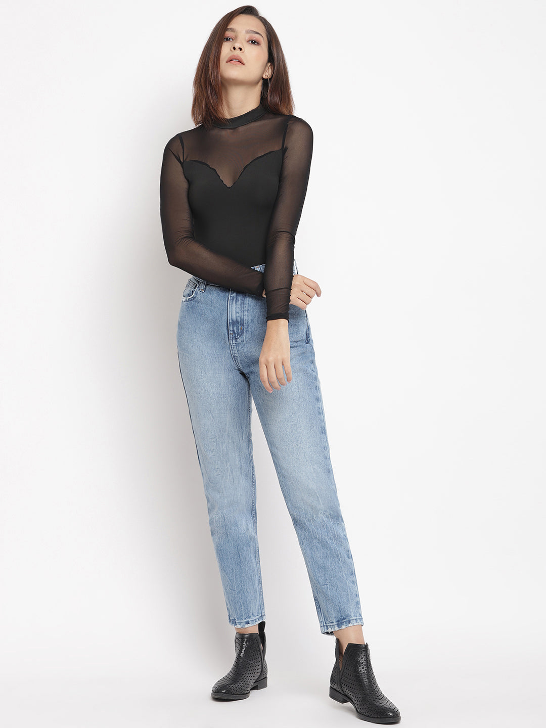 Women Mid Blue Boyfriend Fit Denim Jeans