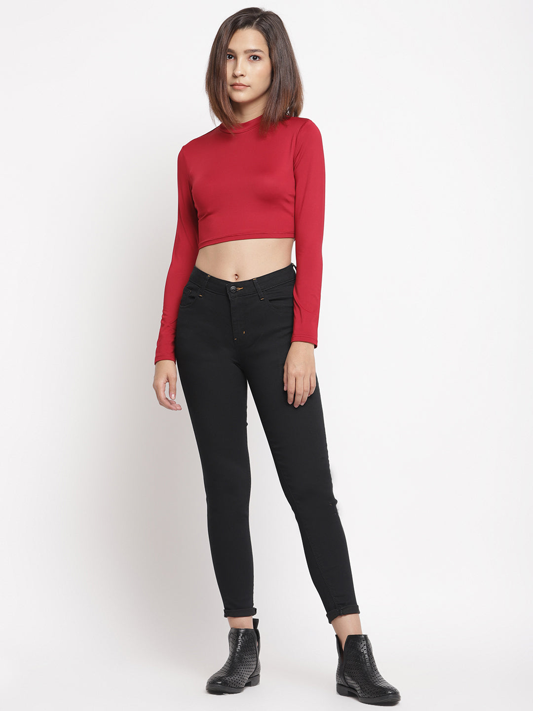 Women Mid Waist Black Super Skinny Jeans
