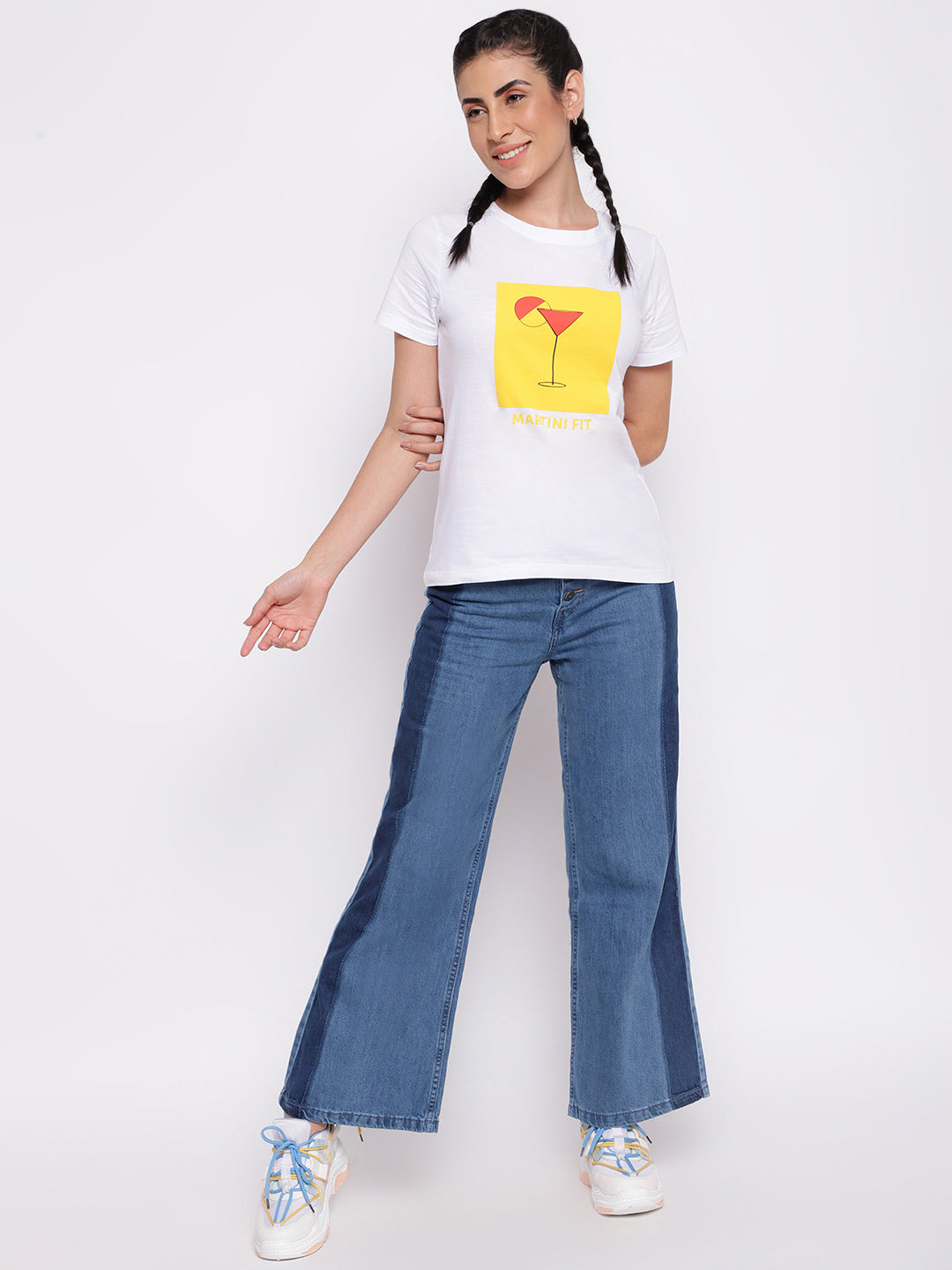 White Cotton Printed T-shirt
