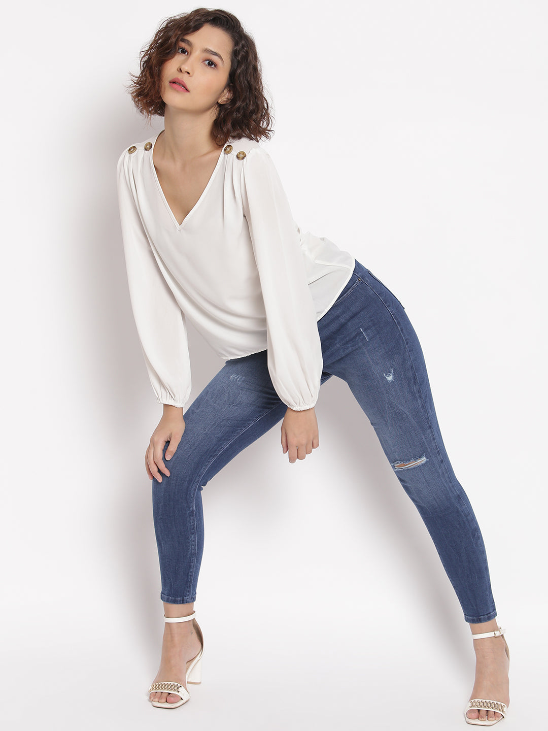 Distressed Blue Skinny Jeans