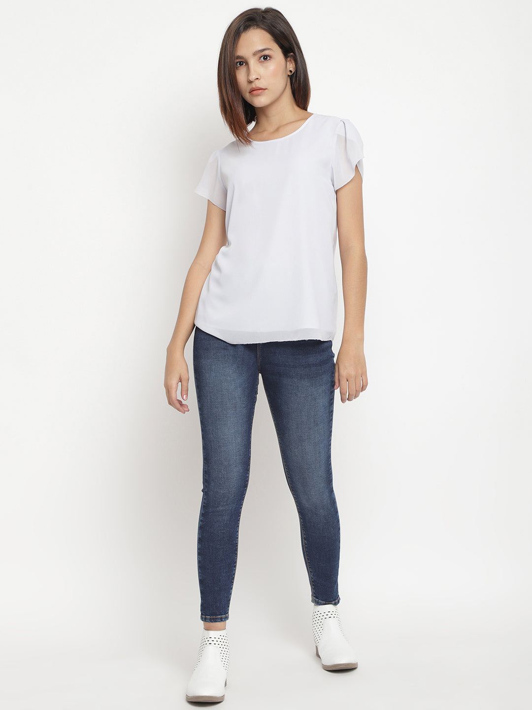 Women Super High Waist Dark Blue Whisker/Pp Spray Super Skinny Denim Jeans