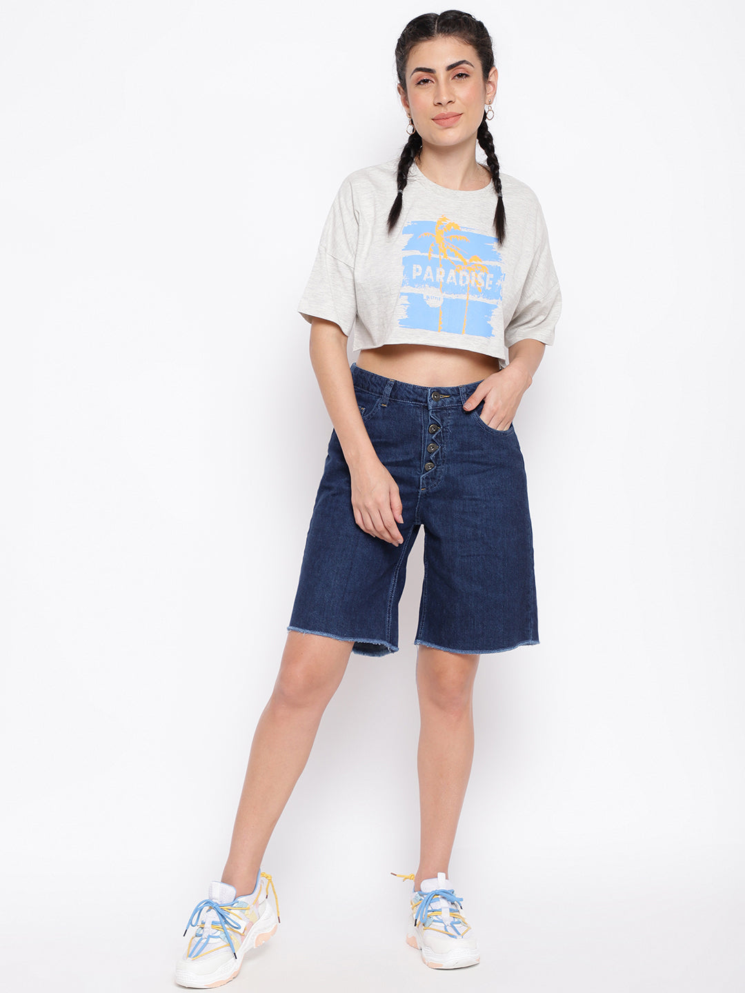 Zig Zag Button Shorts