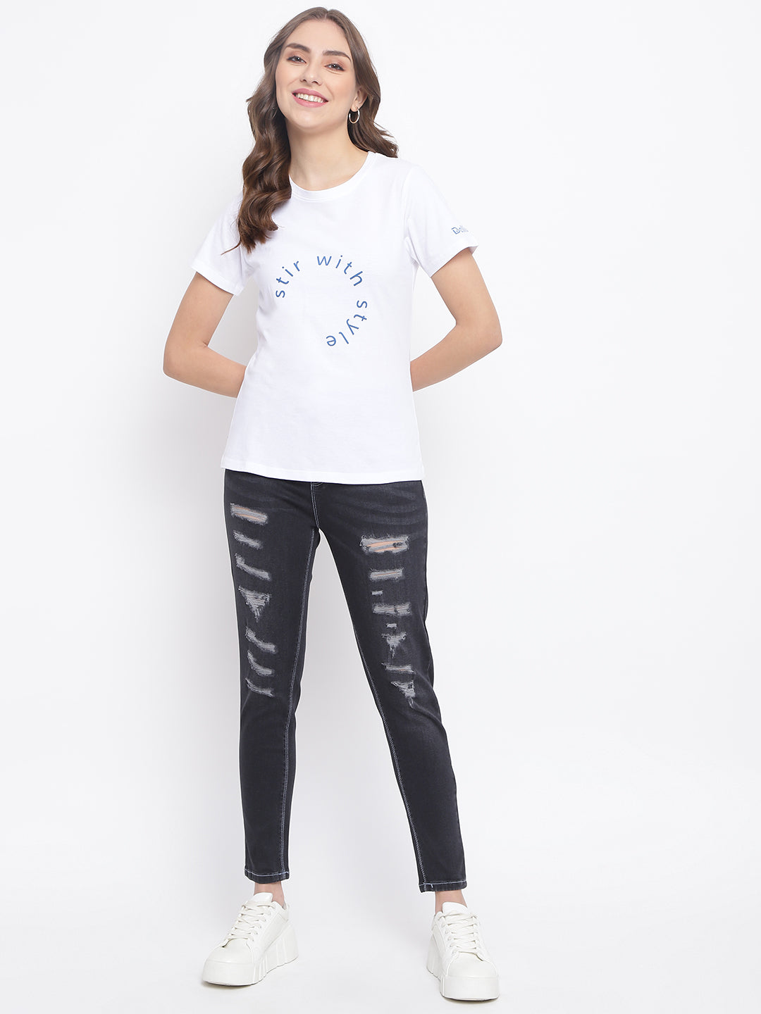 Distressed Black Denim Jeans