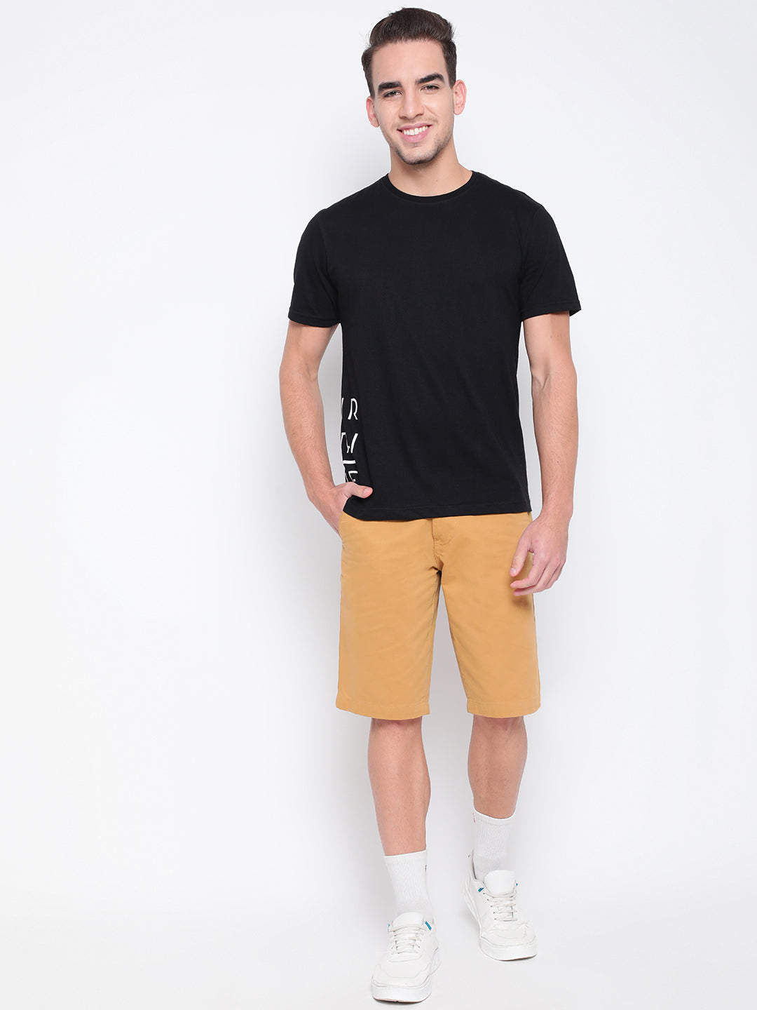 Men Black Cotton T-shirt