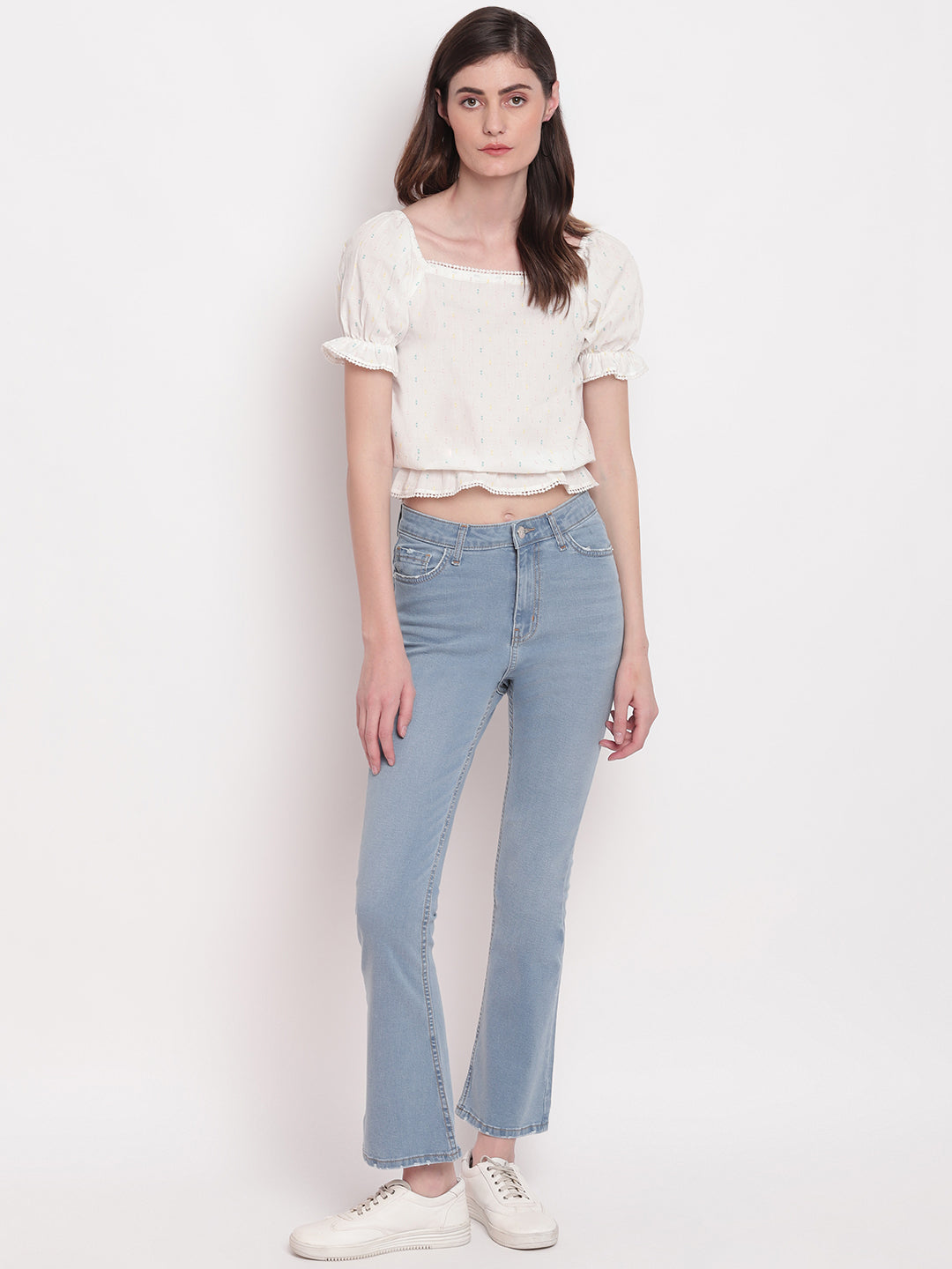 Women Light Blue Boot Cut Denim Jeans