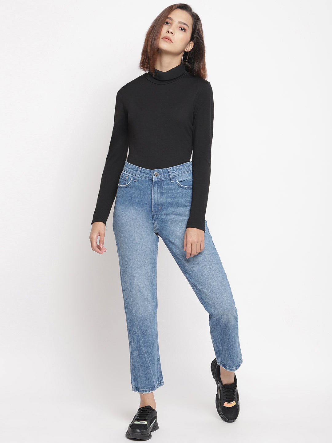 Blue Mom Fit Denim Jeans