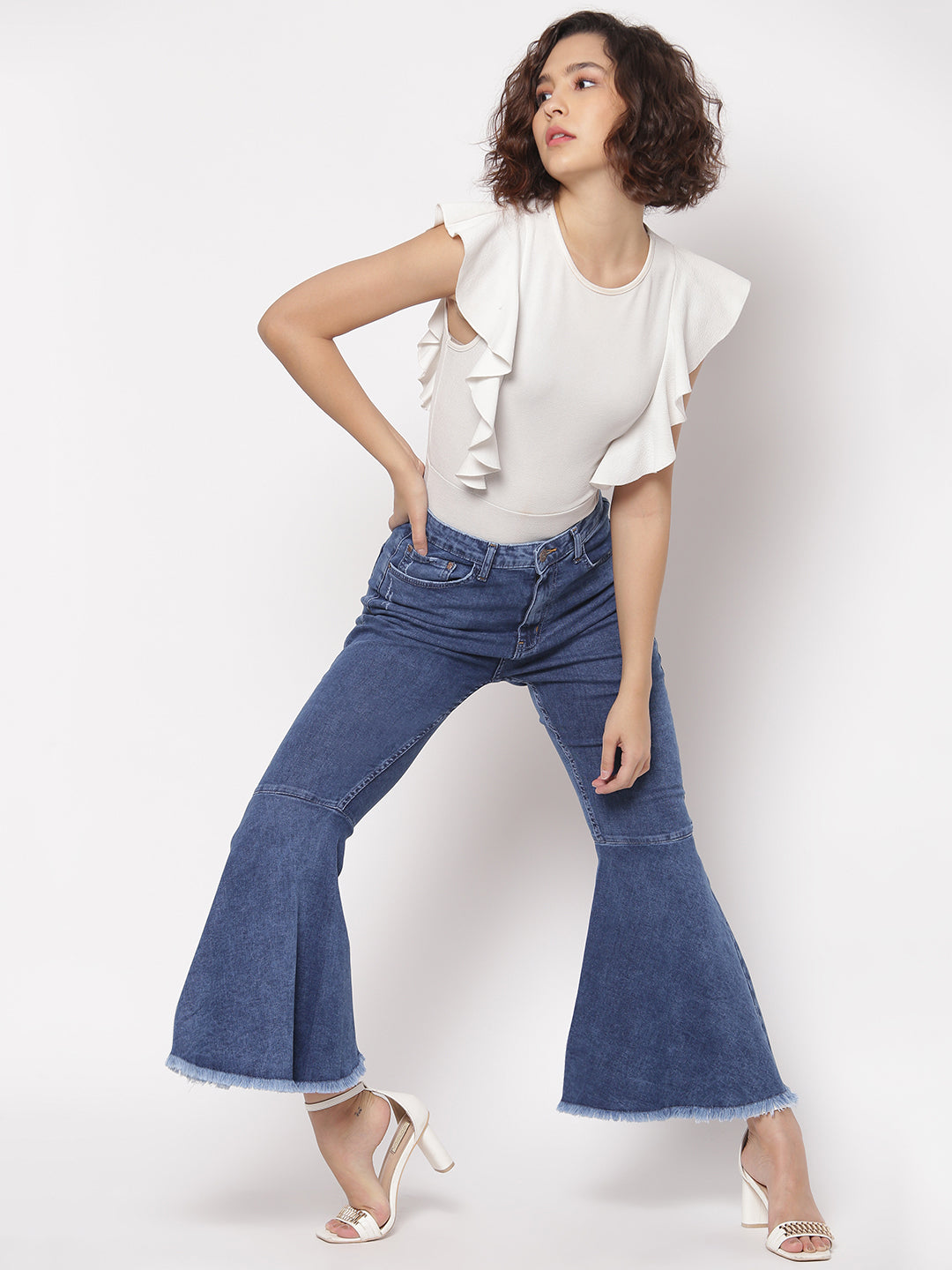Blue High Flared Fit Jeans