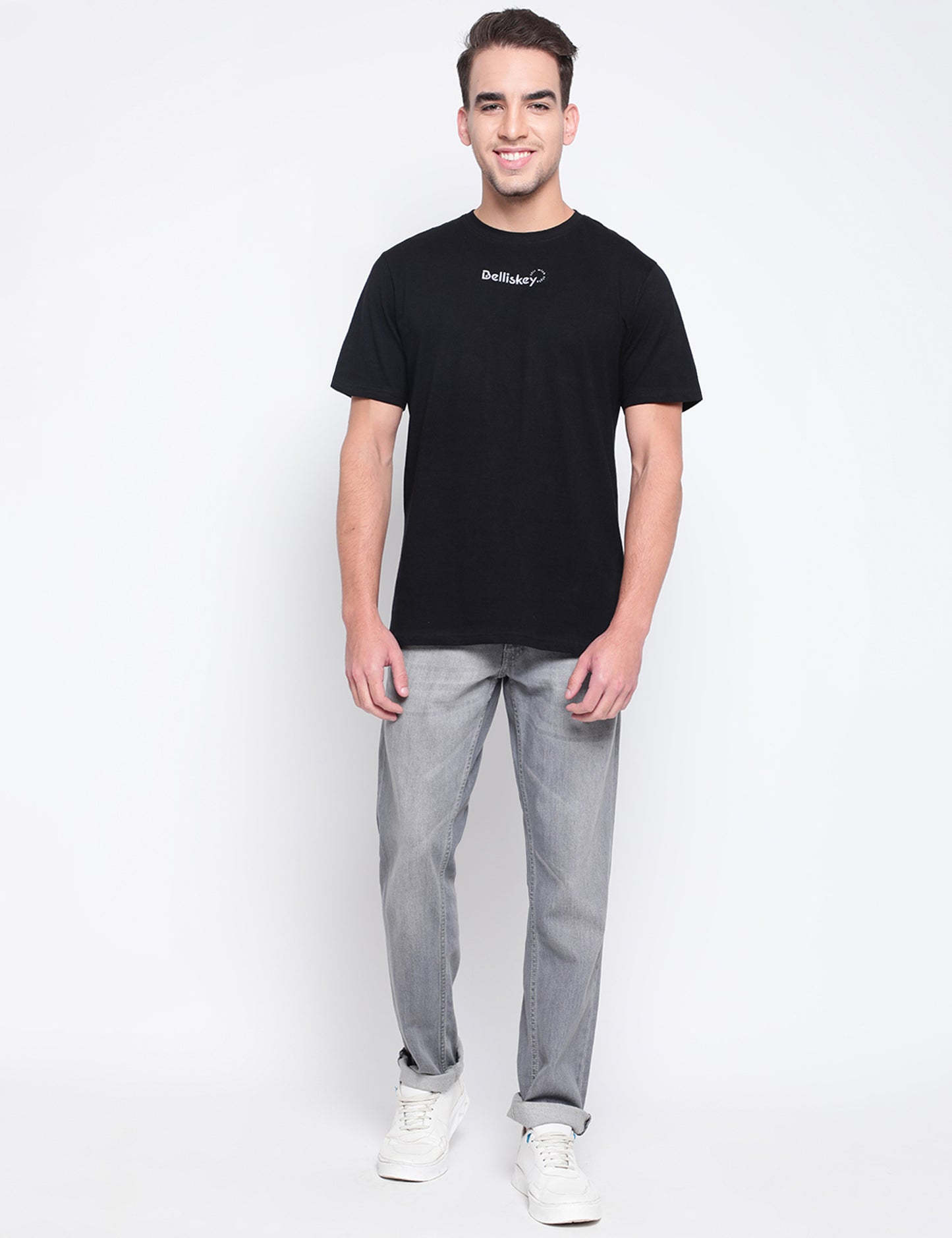 Men Black Printed Cotton T-shirt