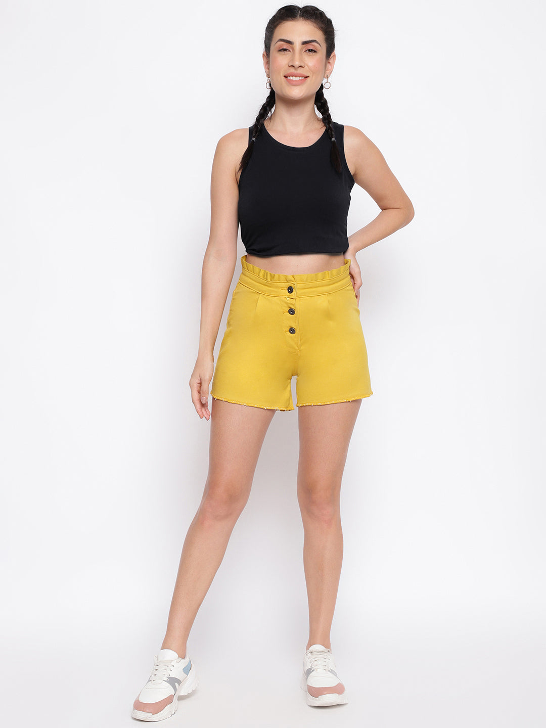 Mustard Button Up Shorts