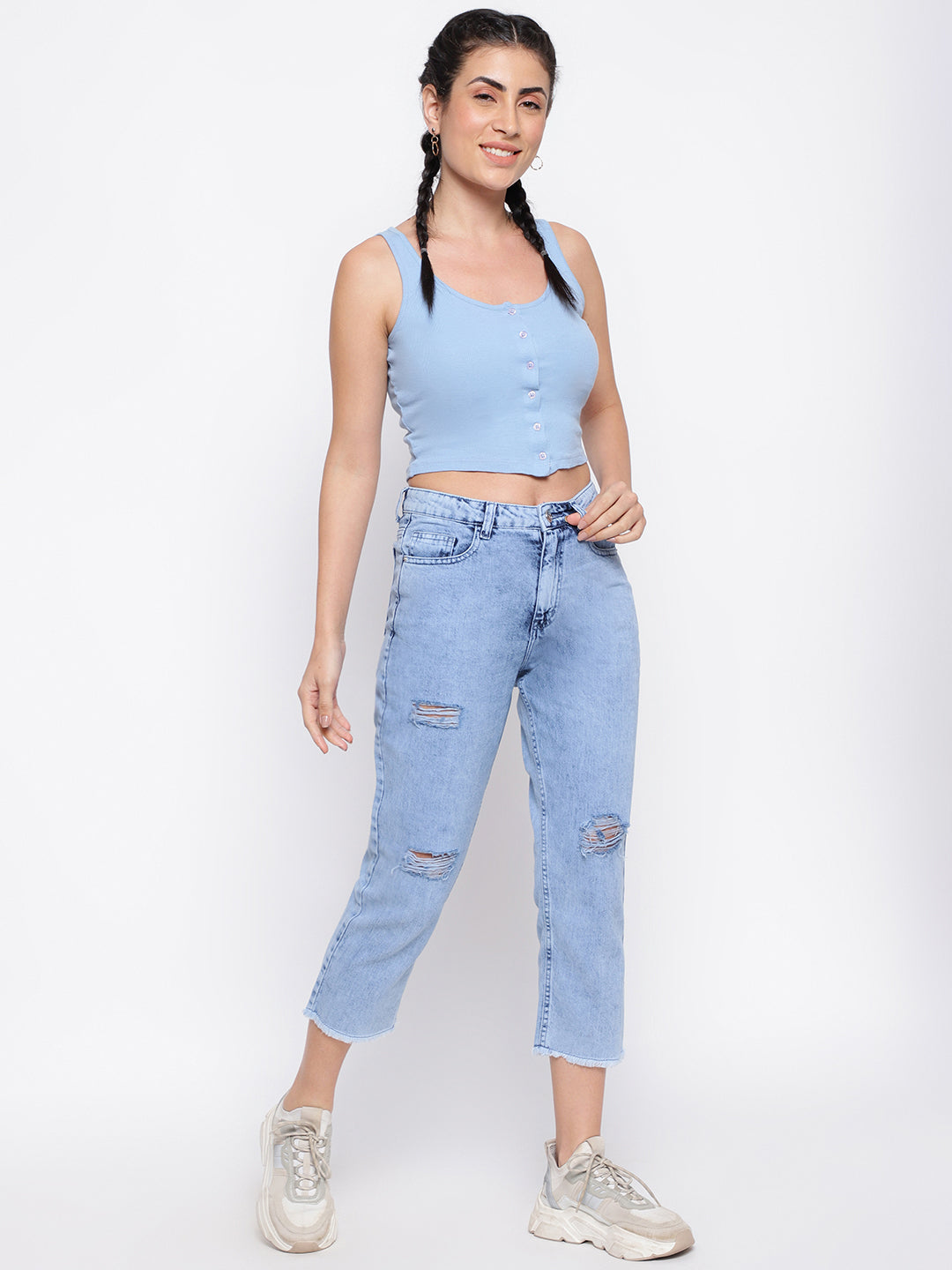 Smoky Blue Mom Fit Jeans