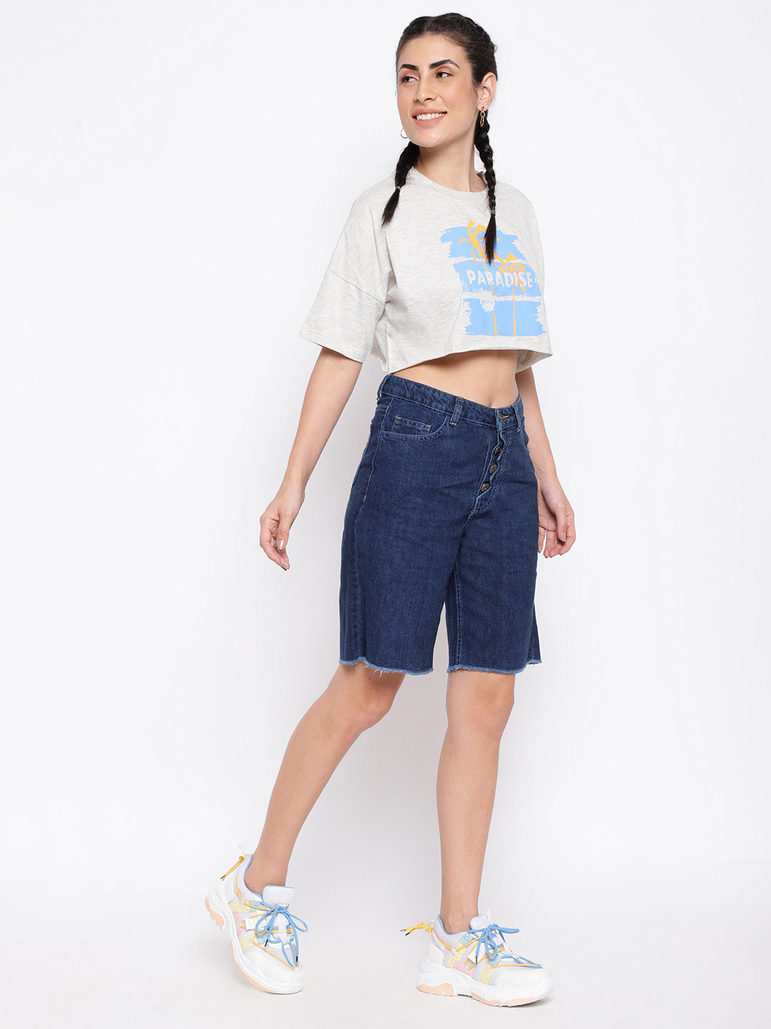 Light Grey Cotton Printed T-shirt