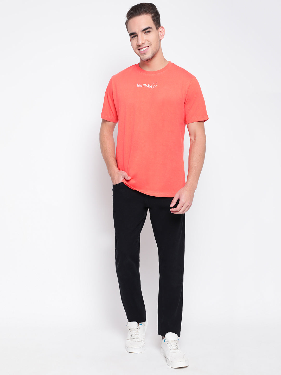 Men Peach Printed T-shirt