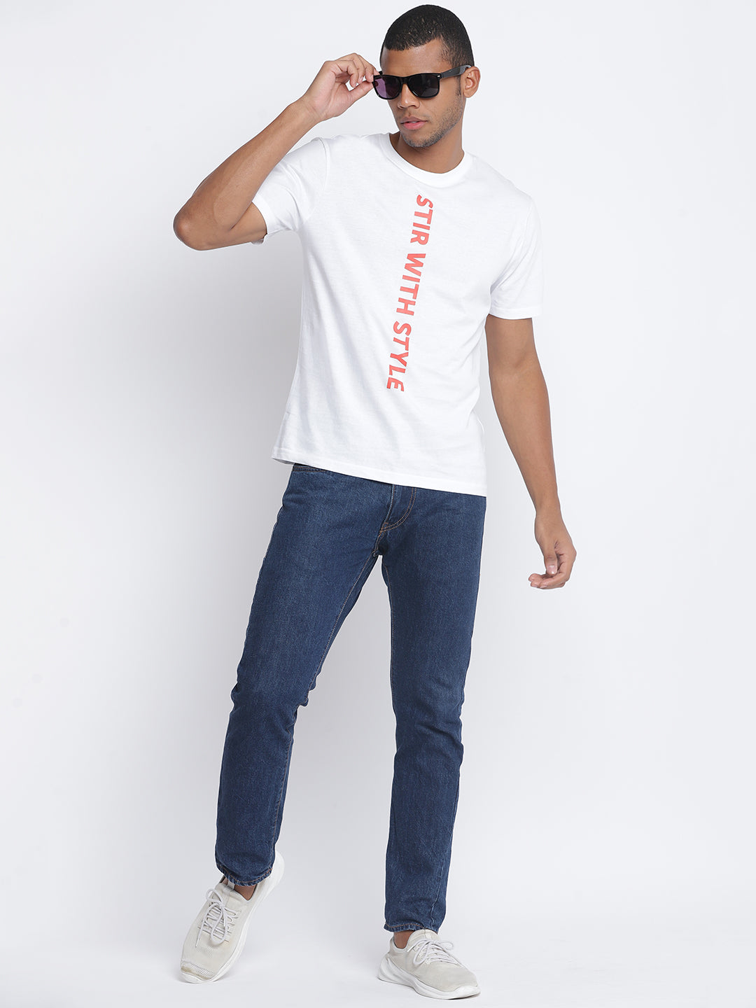 Men Typography Print White T-shirt