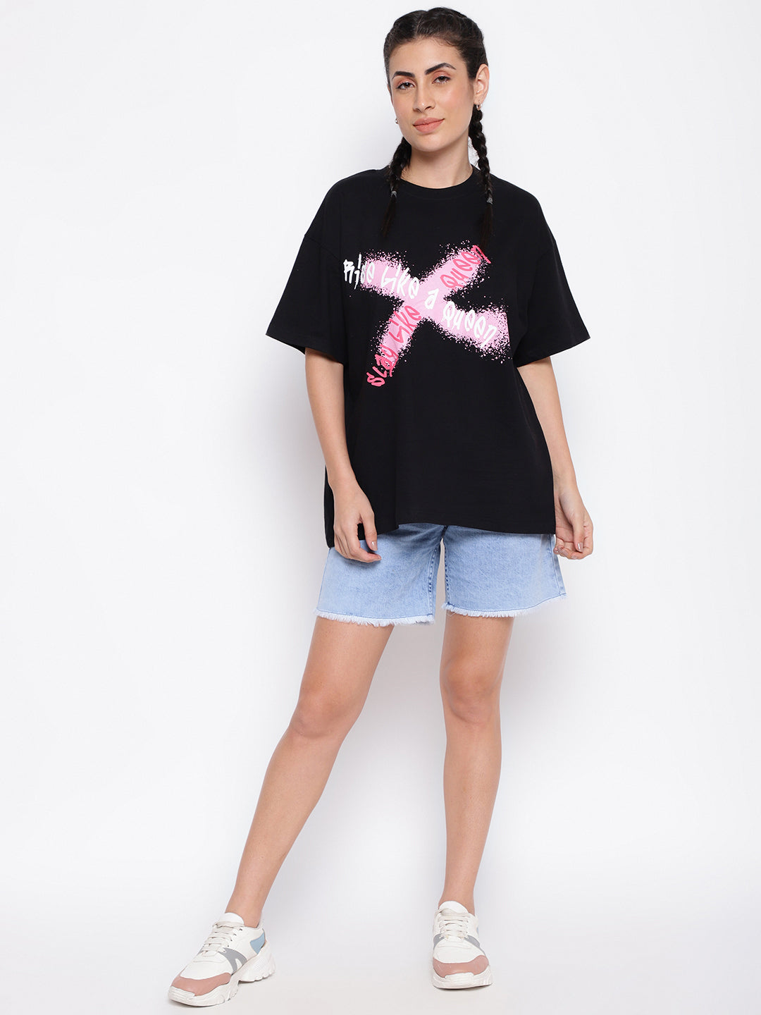 Black Oversized Printed T-shirt