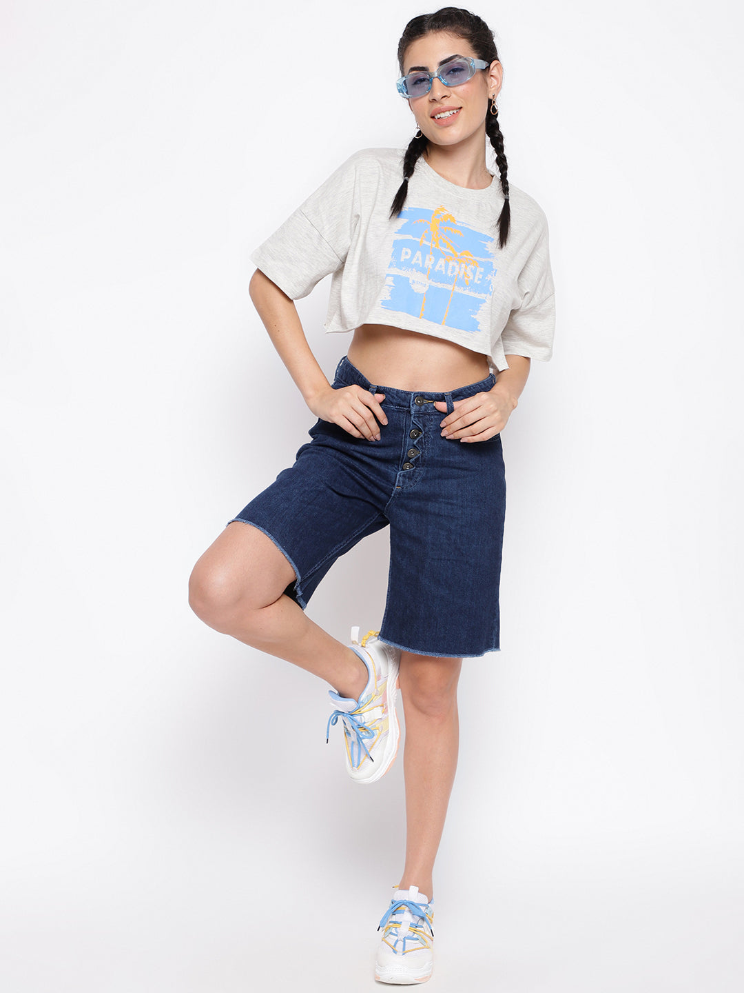 Light Grey Cotton Printed T-shirt