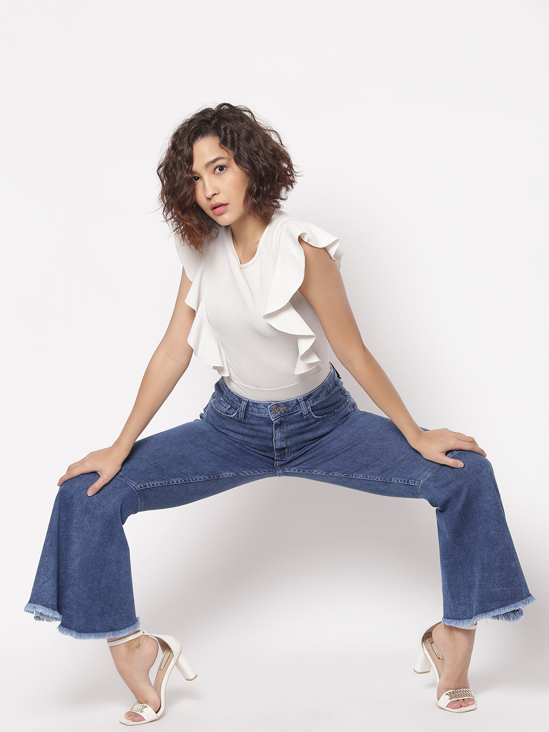 Blue High Flared Fit Jeans