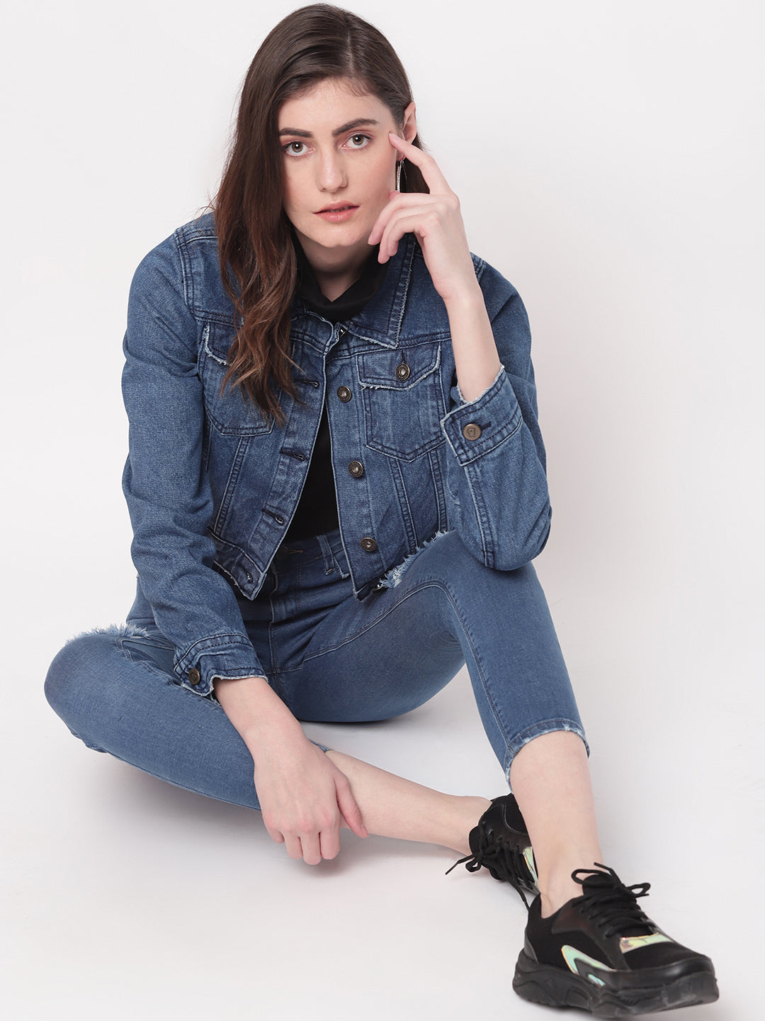Blue Cropped Denim Jacket