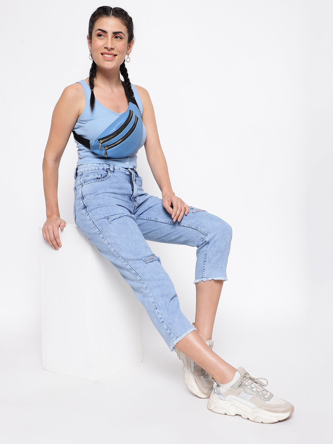 Smoky Blue Mom Fit Jeans