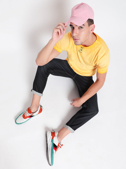 Men Yellow Typography Print T-shirt