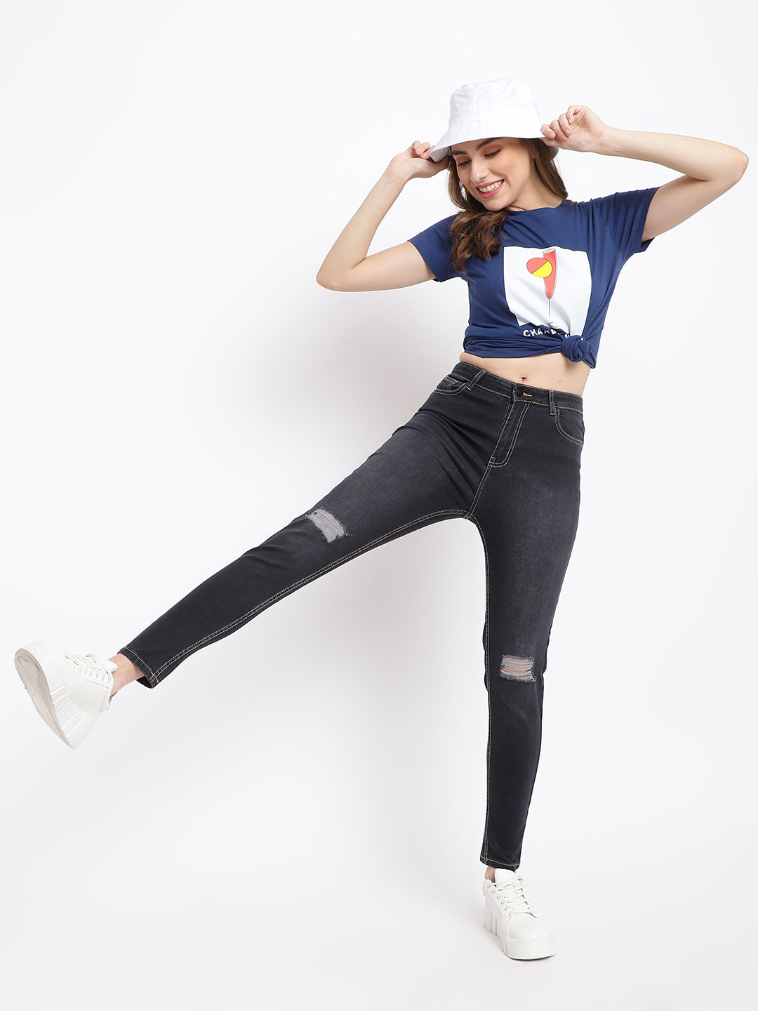 Distressed Black Skinny Fit Jeans