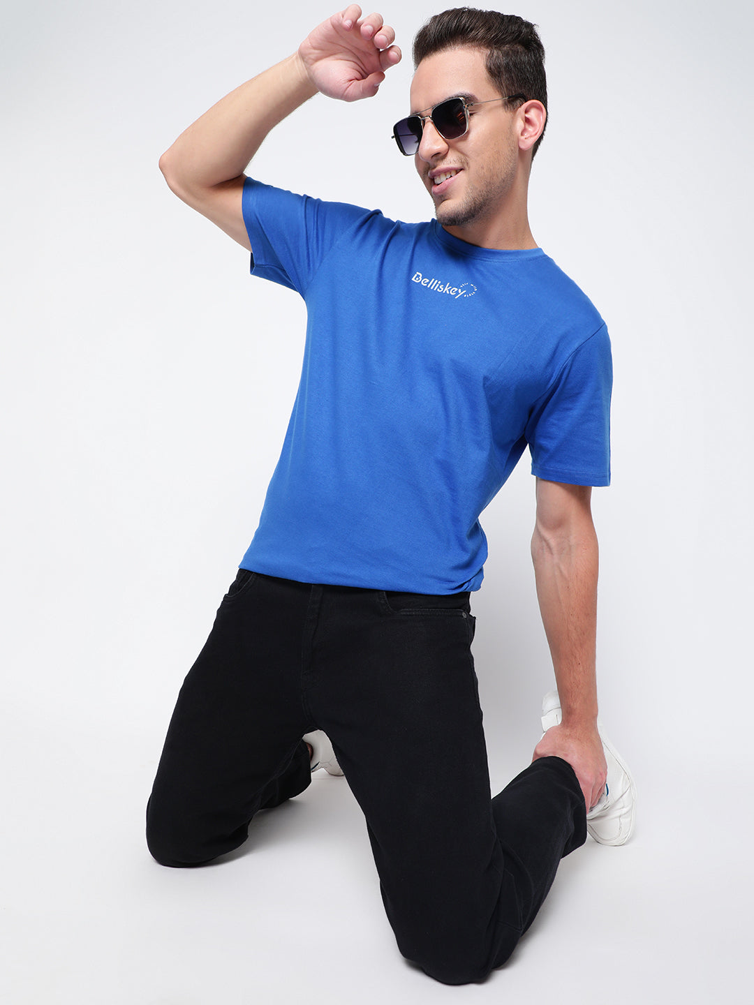 Men Blue Printed T-shirt