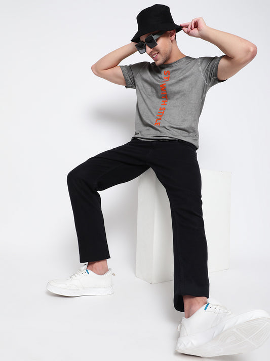 Men Grey Printed T-shirt
