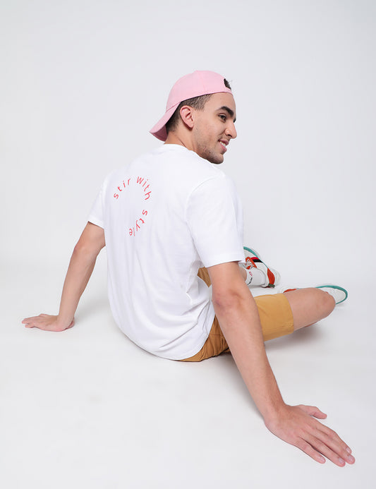 Men White Printed T-shirt
