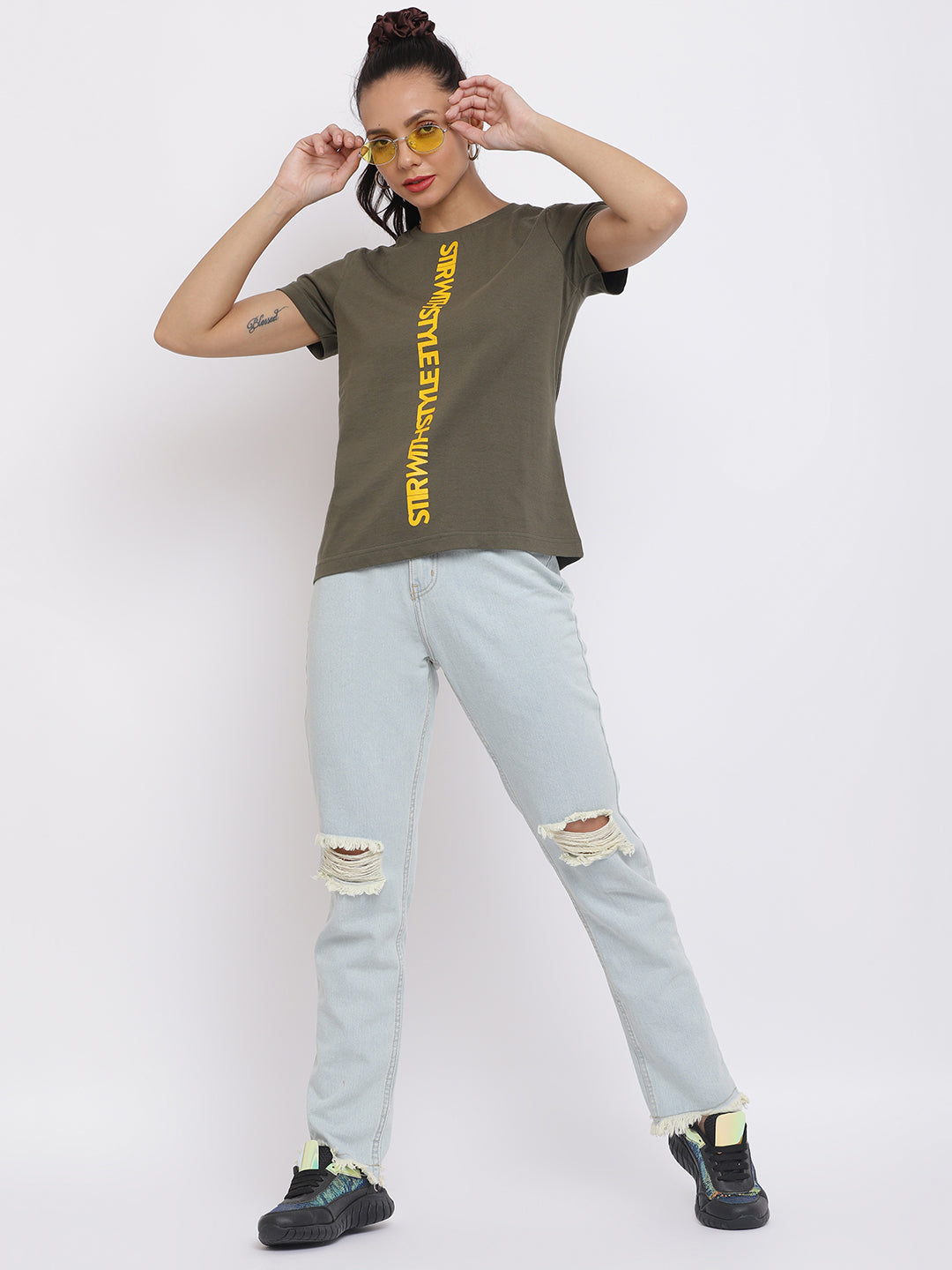 Women Olive Pantone T-shirt