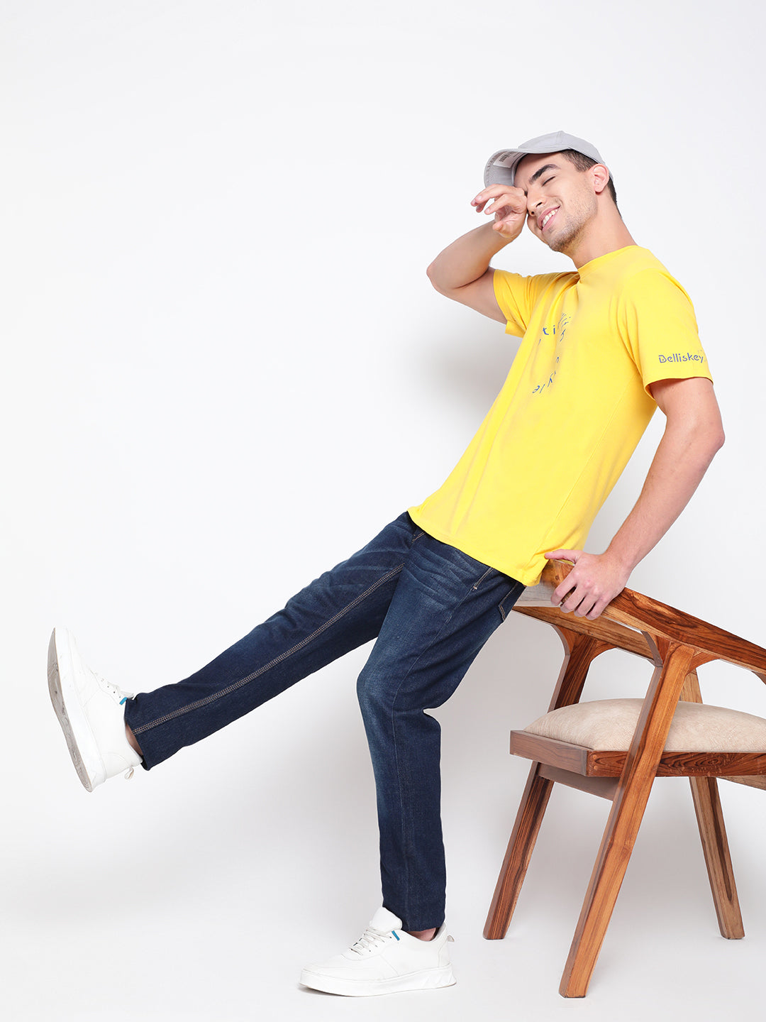 Men Yellow Printed Cotton T-shirt