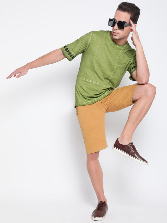 Men Olive Printed T-shirt