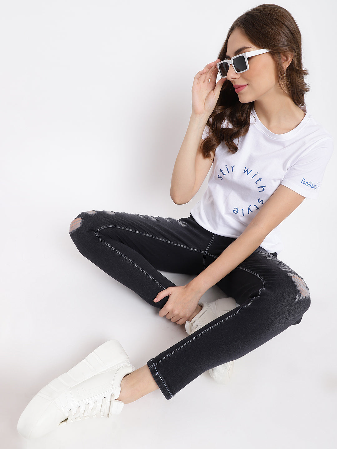 Distressed Black Denim Jeans