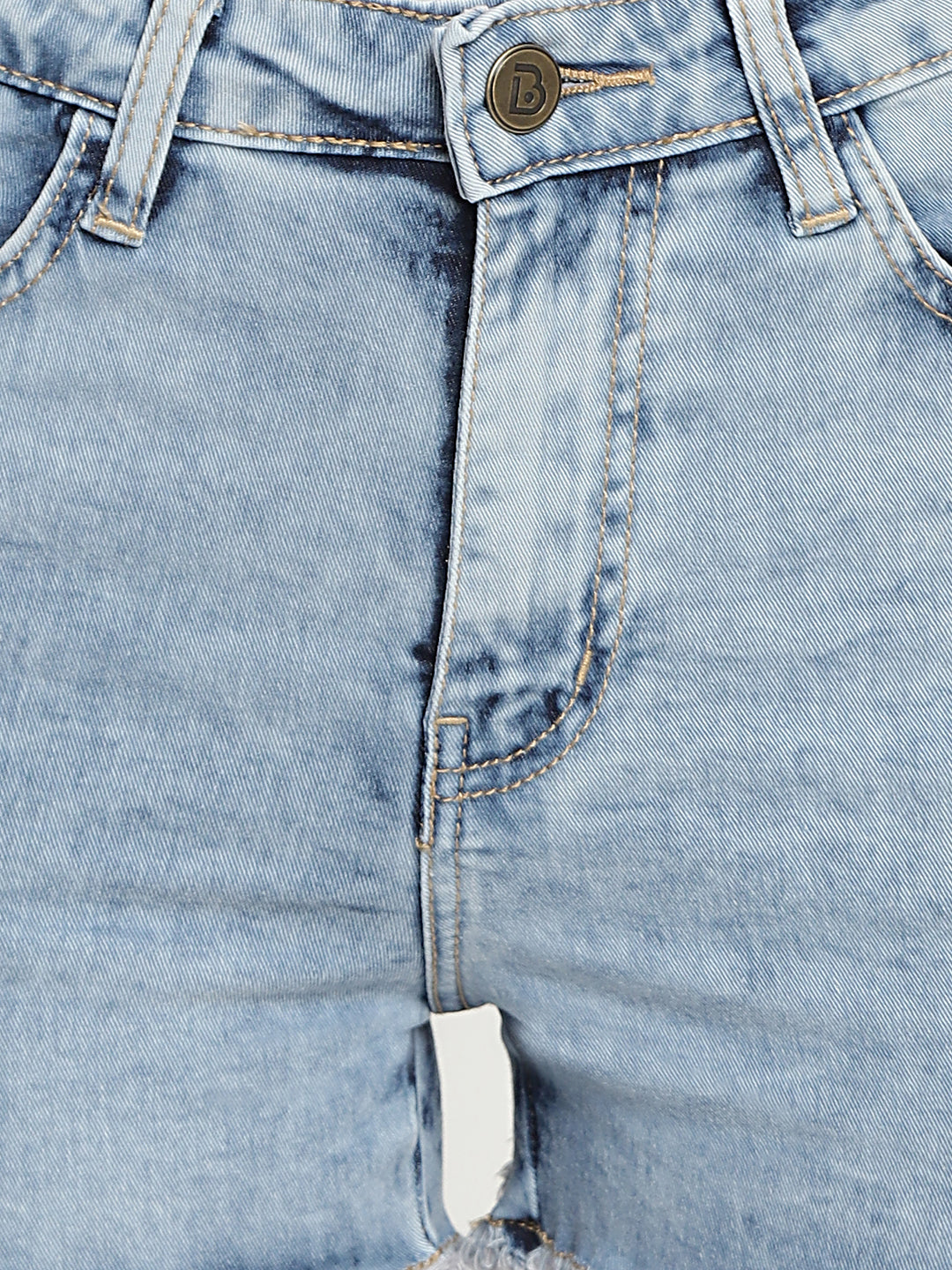 Women High Waist Light Blue Denim Shorts