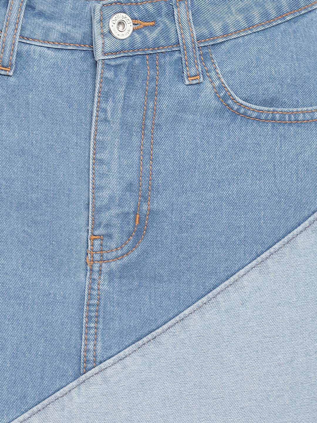 Women Mid Blue Asymmetrical Cut and Sew Skirt