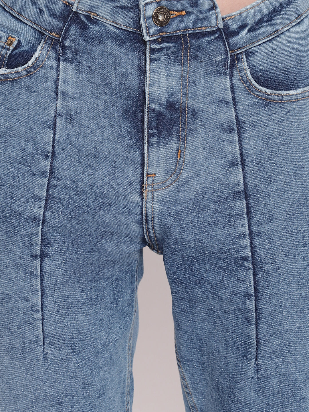 Women High Low Belt And Hem Detailed Slim Fit Denim Jeans