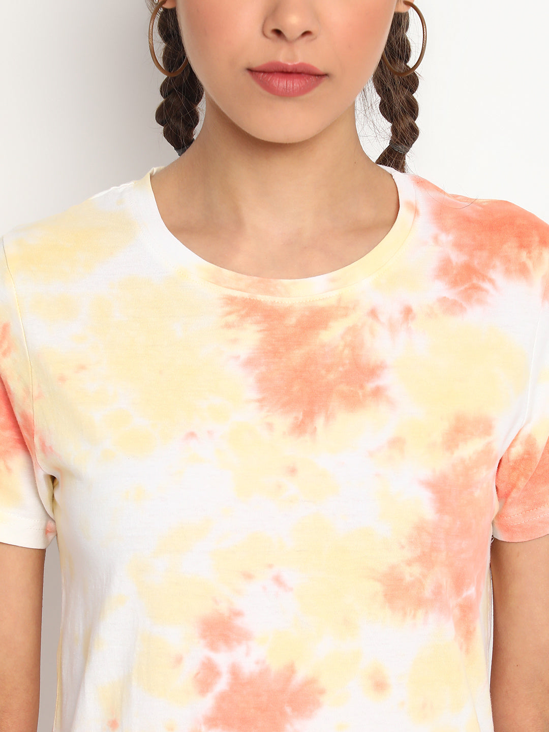 Women Orange Tie-dye T-shirt
