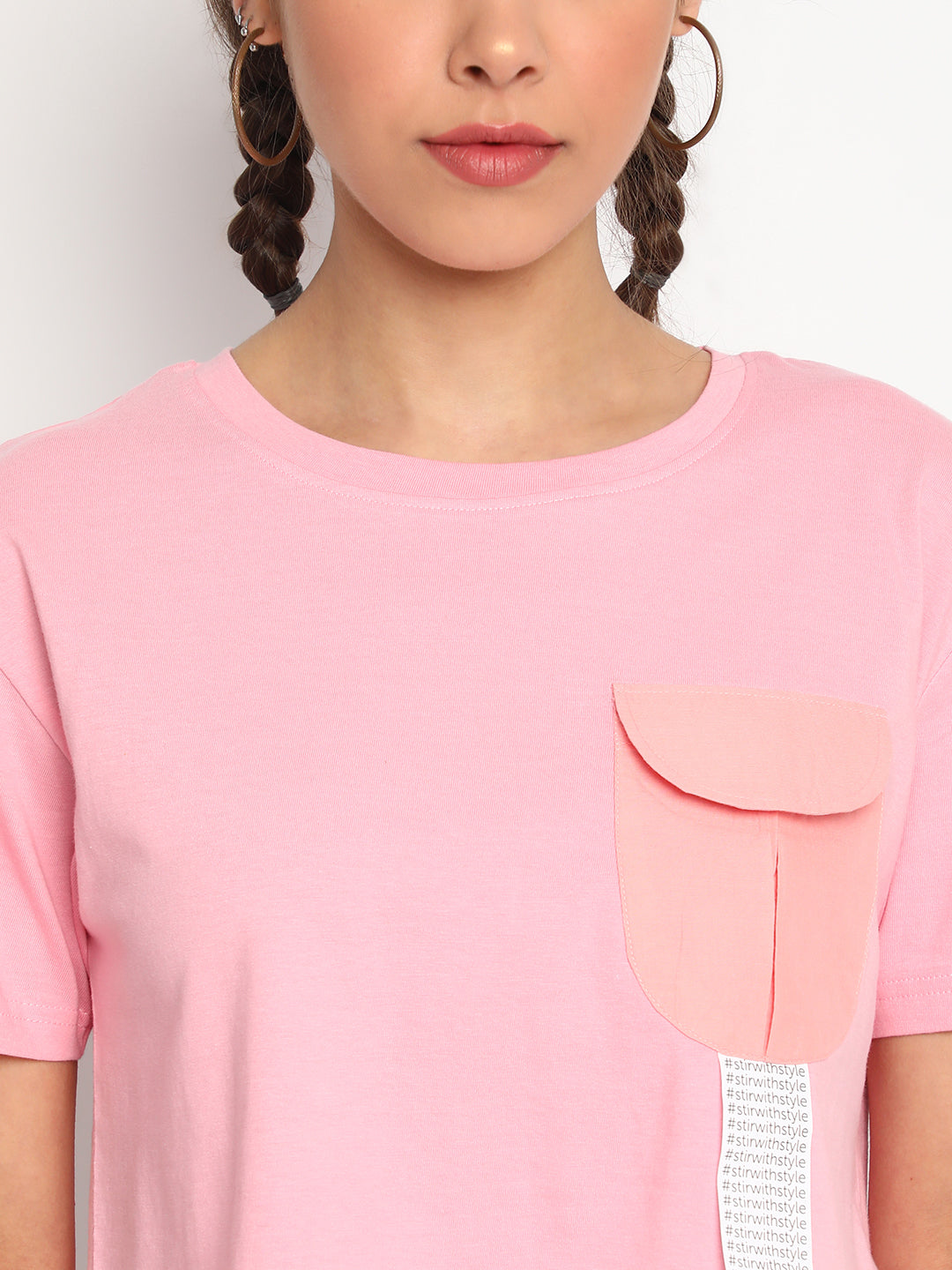 Round Pocket Pink Crop Top