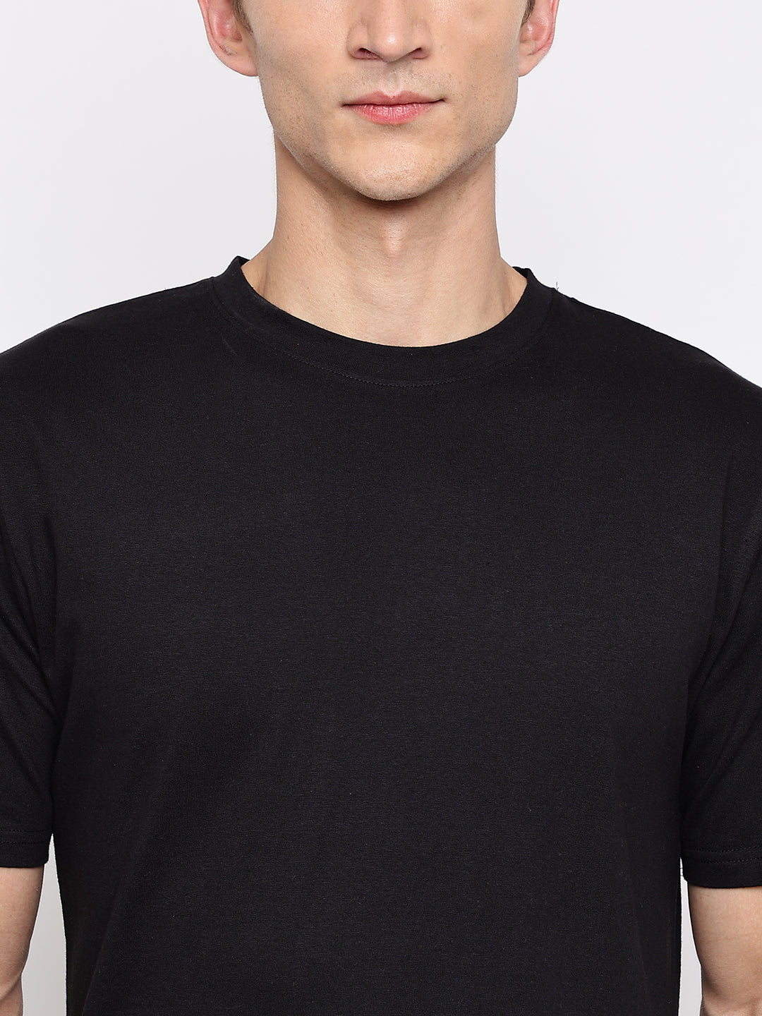 Men Black Printed Cotton T-shirt