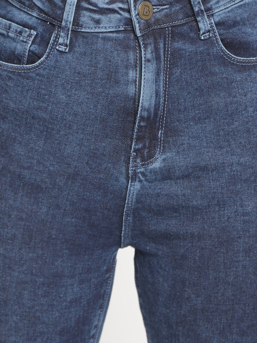 Women Super High Waist Mid Blue Super Skinny Denim Jeans