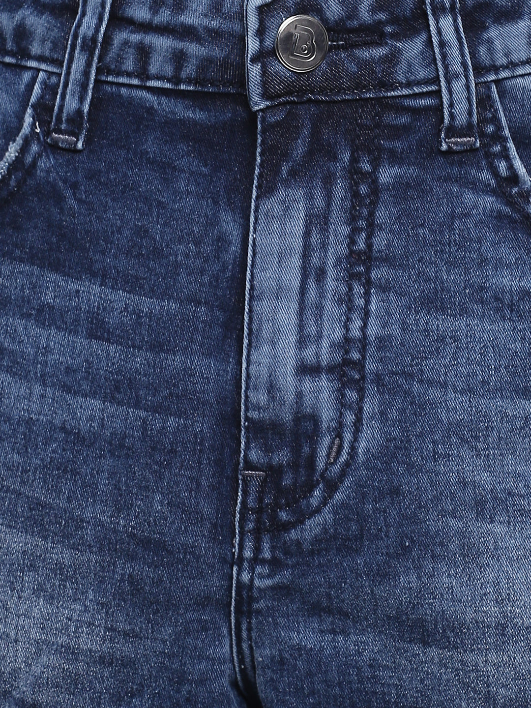 Women High Waist Mid Blue Distressed Denim Shorts