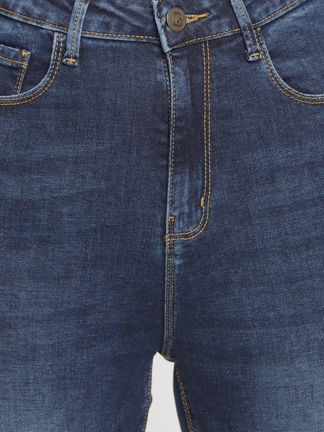 Women Super High Waist Dark Blue Whisker/Pp Spray Super Skinny Denim Jeans